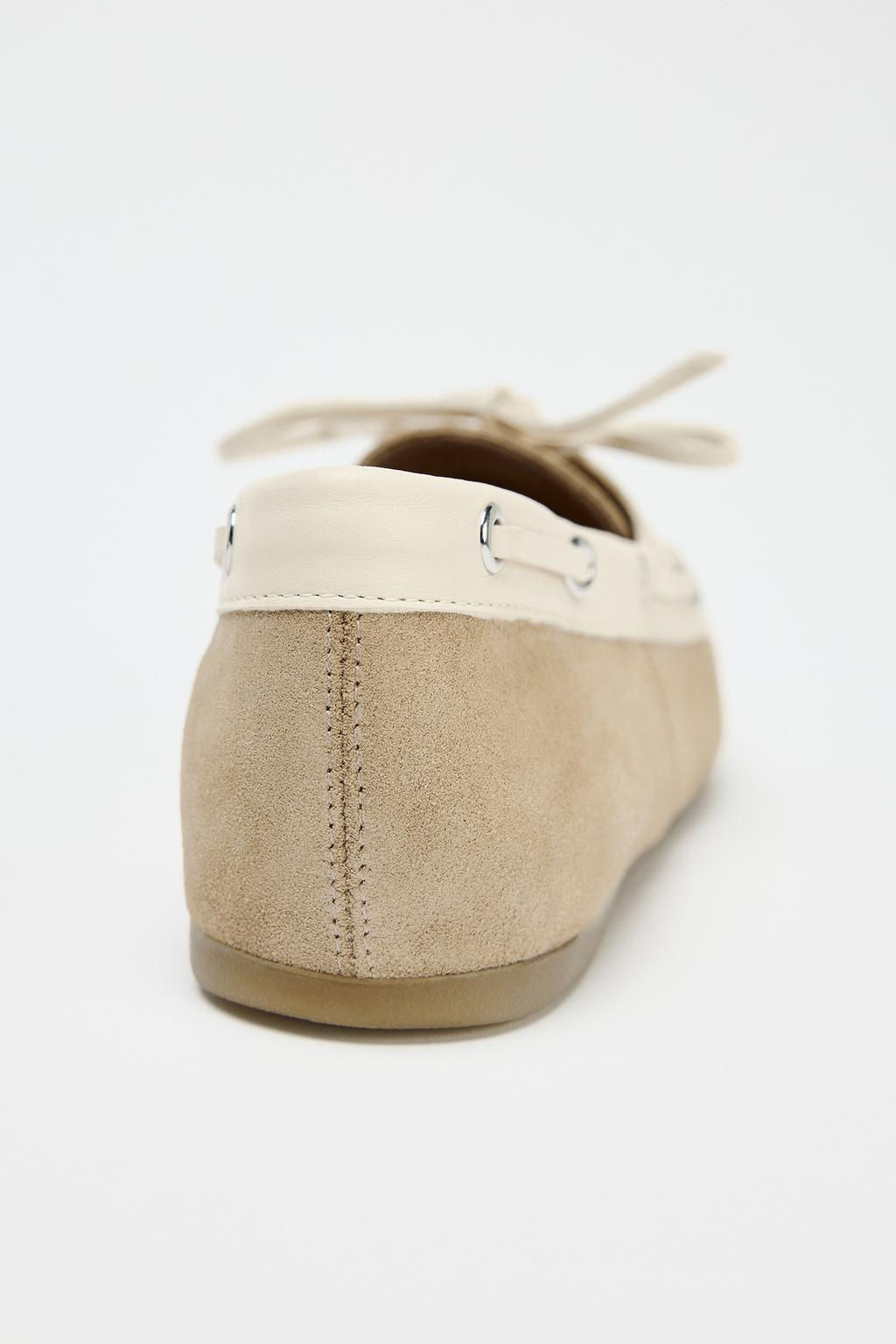 CONTRAST SUEDE LACE-UP LOAFERS - Zara фото 5