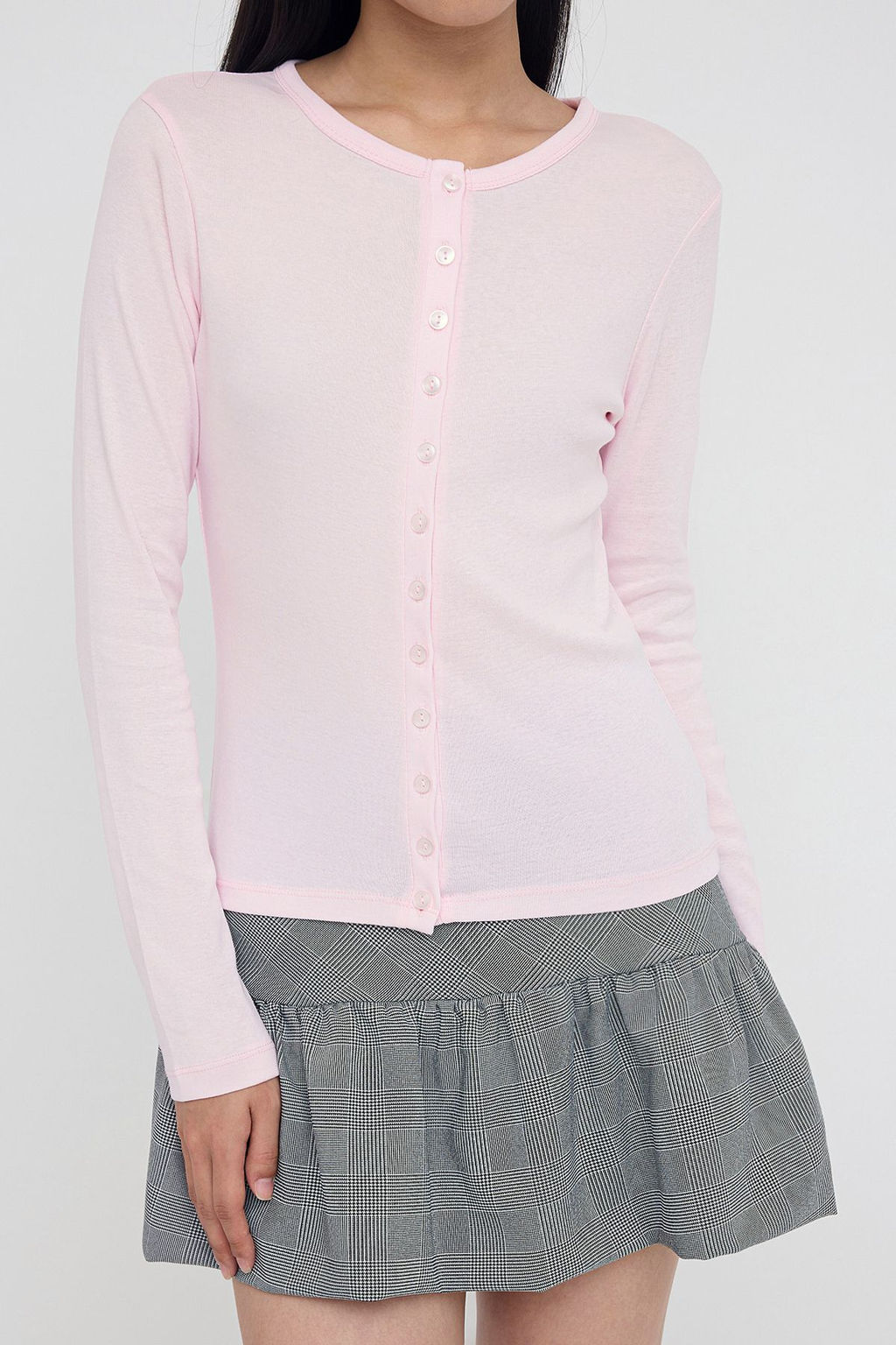 Teen Pembe Dugmeli Vucuda Oturan Esnek Orme Bluz | TWOAW26BZ00007 - Trendyolmilla фото 3