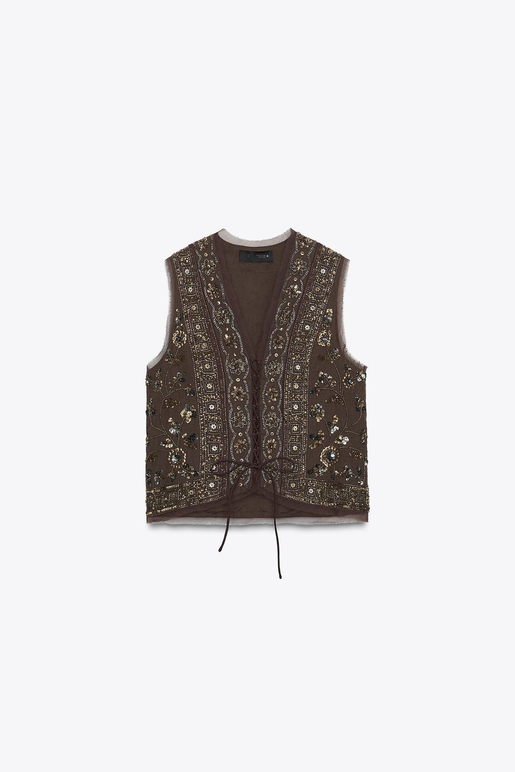 ZW COLLECTION BEADED EMBROIDERED WAISTCOAT - Zara фото 3