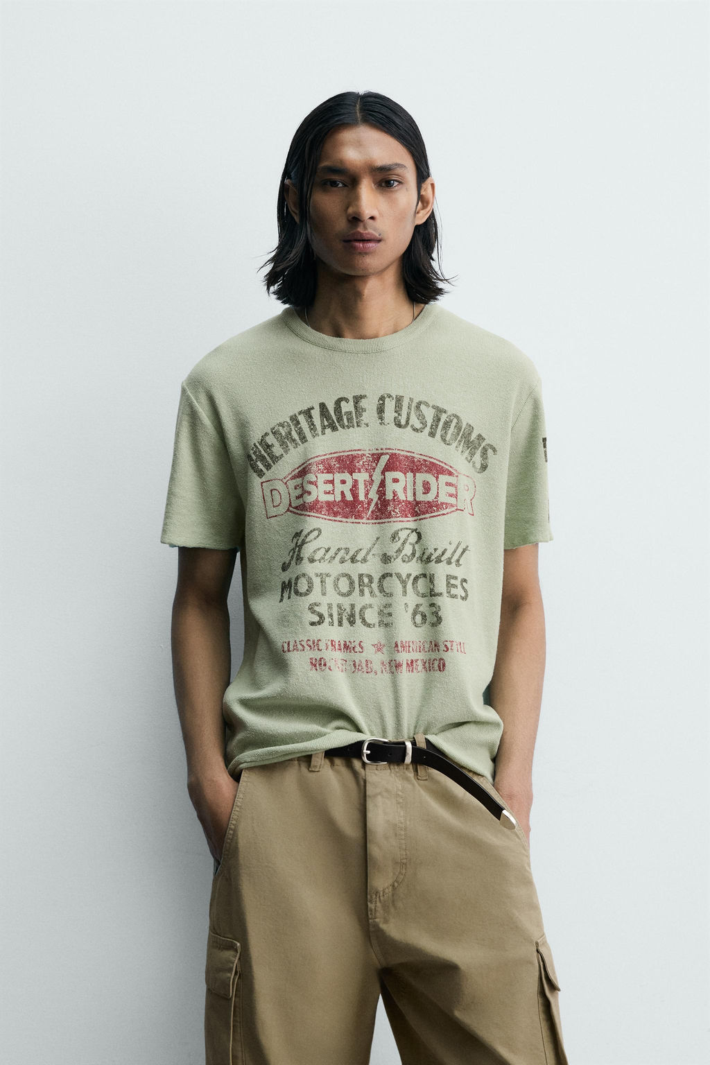 CAMISETA PUNTO ESTAMPADOS LAVADOS / Verde agua