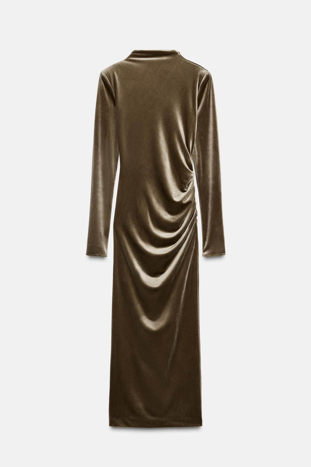 DRAPED VELVET DRESS WITH SHOULDER PADS - Zara фото 2