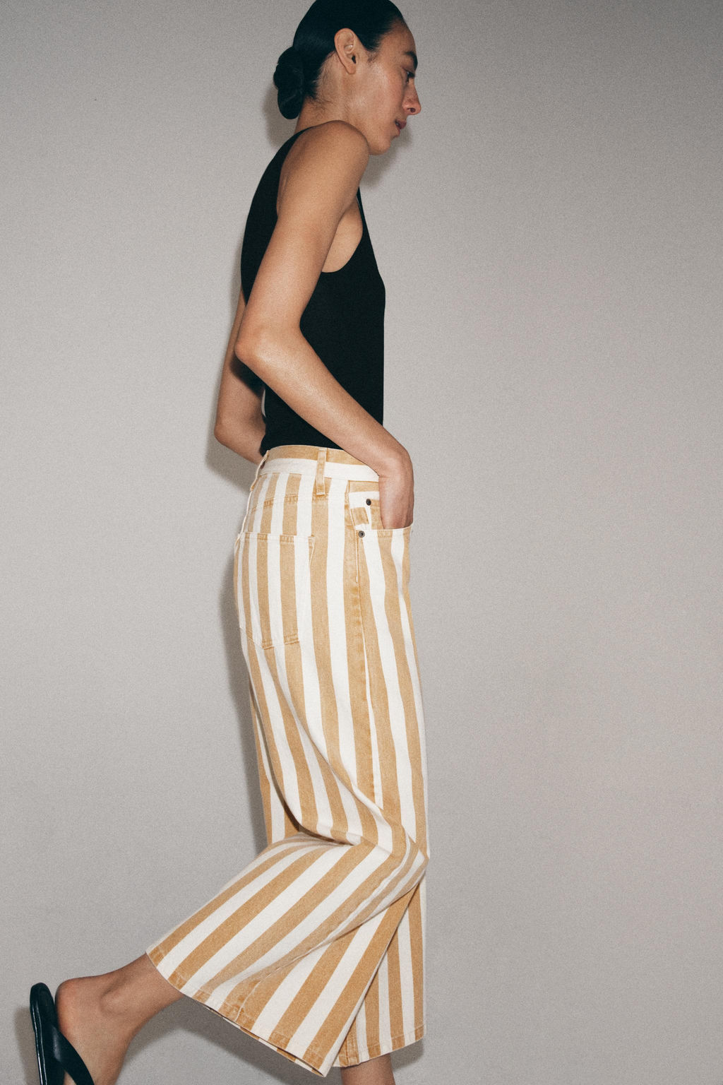 JEANS CULOTTE RAYAS TIRO MEDIO ZW COLLECTION / Crudo medio - Zara фото 4