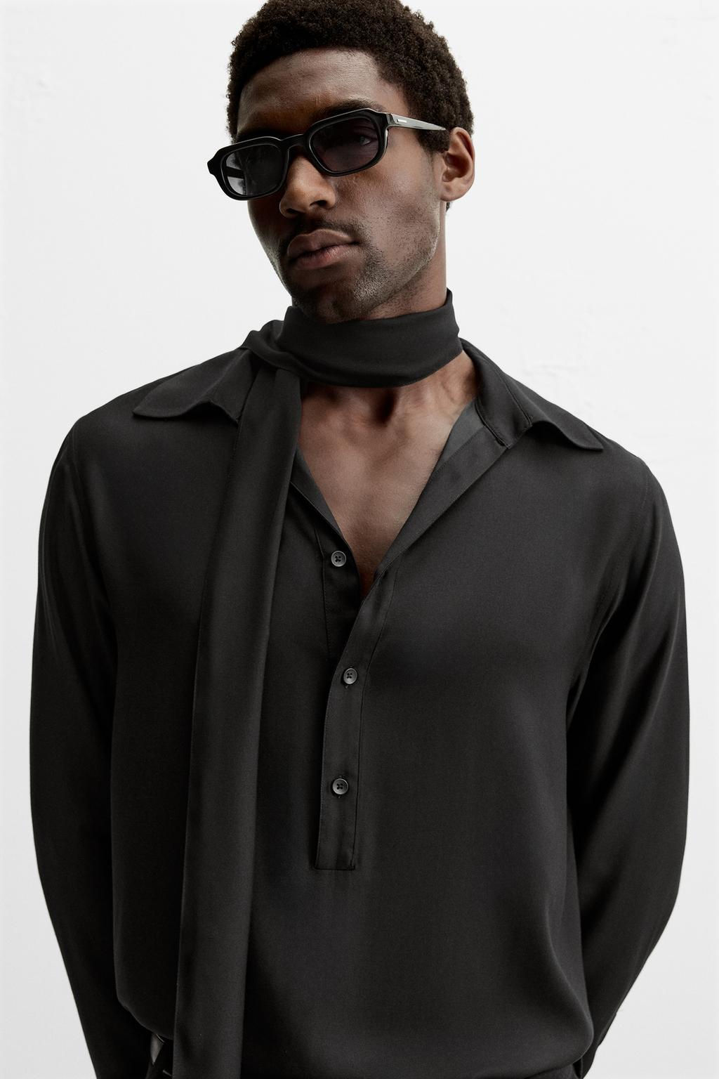 SATIN SHIRT WITH BOW - Zara фото 5