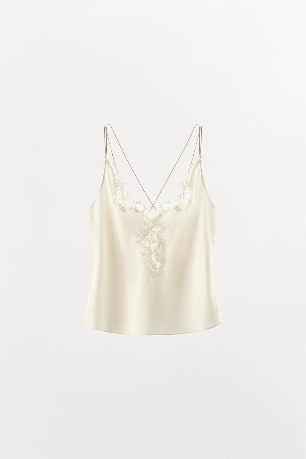 TOP SATINADO ENCAJE TIRAS CRUZADAS / Crudo - Zara фото 8
