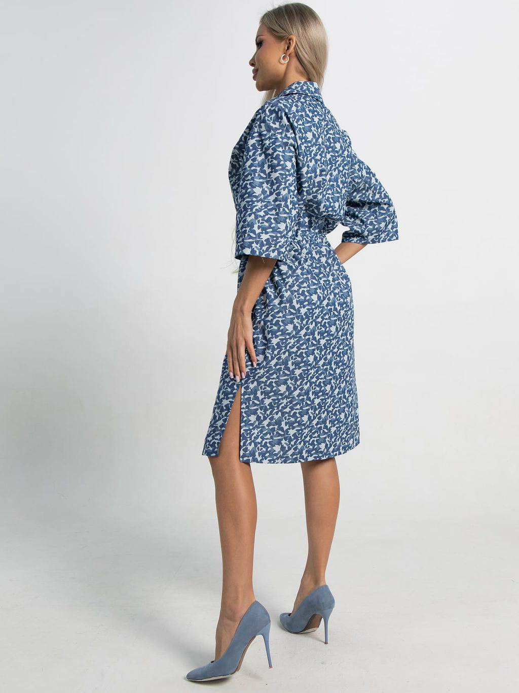 Платье хлопковое Стоун (сине-белое) П15449-4М