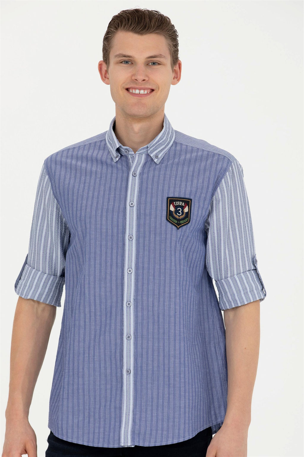 Мужская темно-синяя рубашка с длинным рукавом - U.s. polo assn фото 10