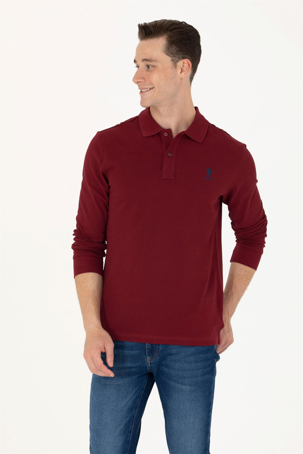 U. S. Polo Assn / Мужской бордово-красный базовый свитшот - U.s. polo assn фото 3
