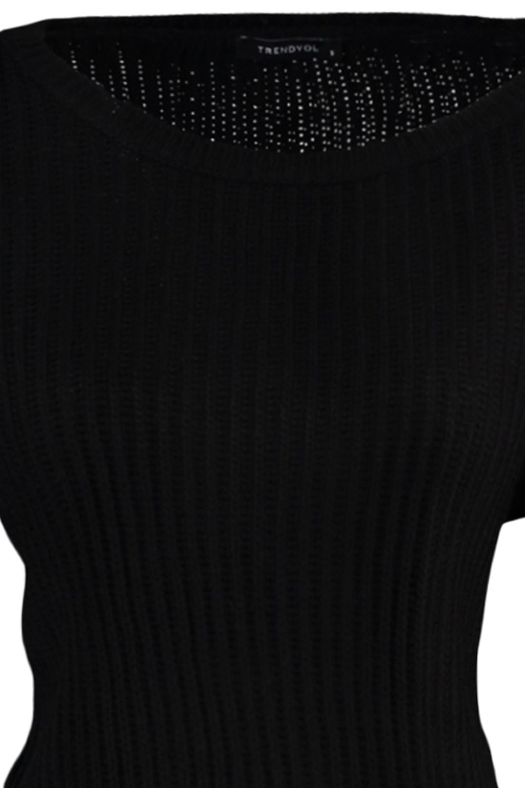 Siyah Crop Genis Kal?p Ispanyol Kol Triko Kazak TWOAW20KZ0743