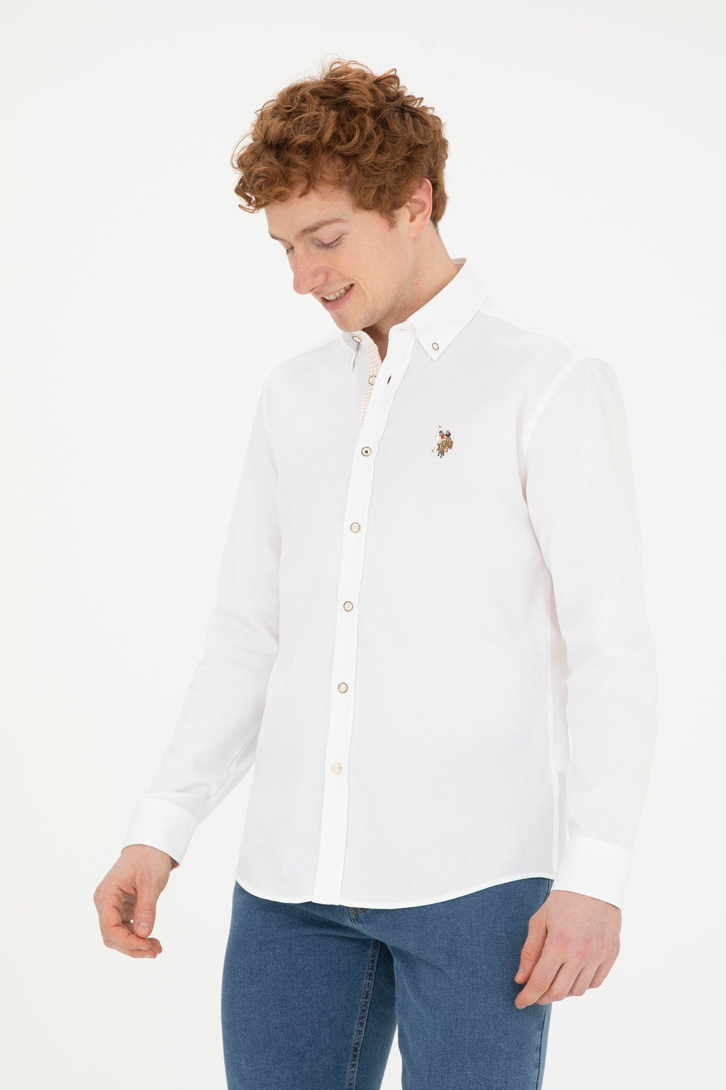 Мужская белая рубашка с длинным рукавом - U.s. polo assn фото 8