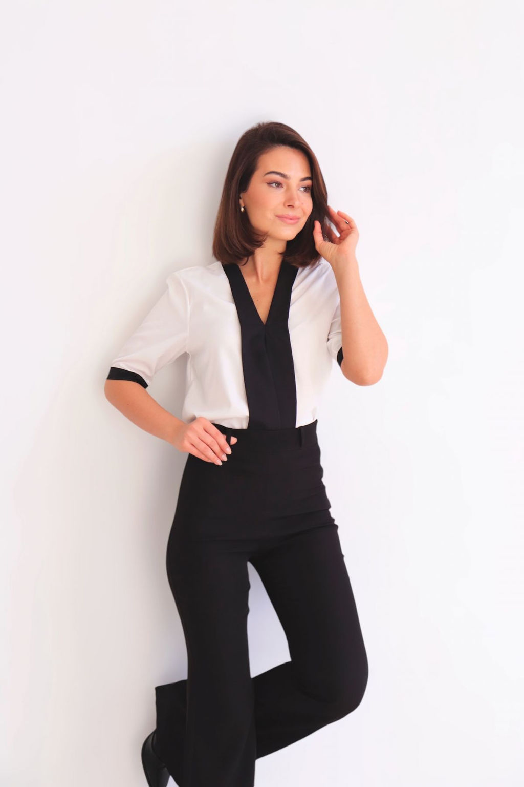 Martichelli Блуза белая с чёрным  фото 4