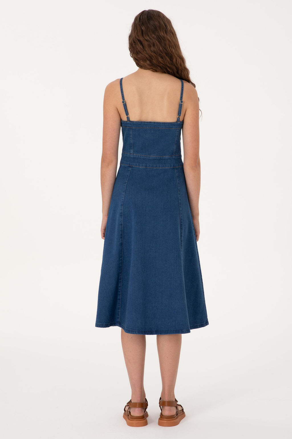 Kad_n Mavi Midi Boy Y_rtma_l_ Jean Elbise Sepette S_rpriz _ndirim - U.s. polo assn фото 4