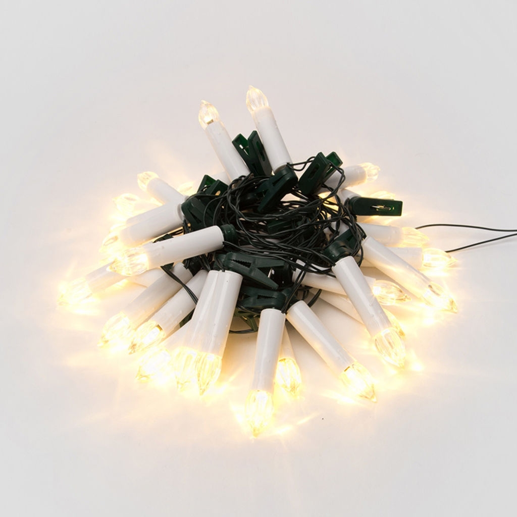 ULD-S0600-030/SGA WARM WHITE IP20 CANDLES Гирлянда светодиодная Свечки, 6м. 30 светодиодов. Теплый белый свет. Постоянное свечение. Провод зеленый. ТМ Uniel - Volpe фото 2