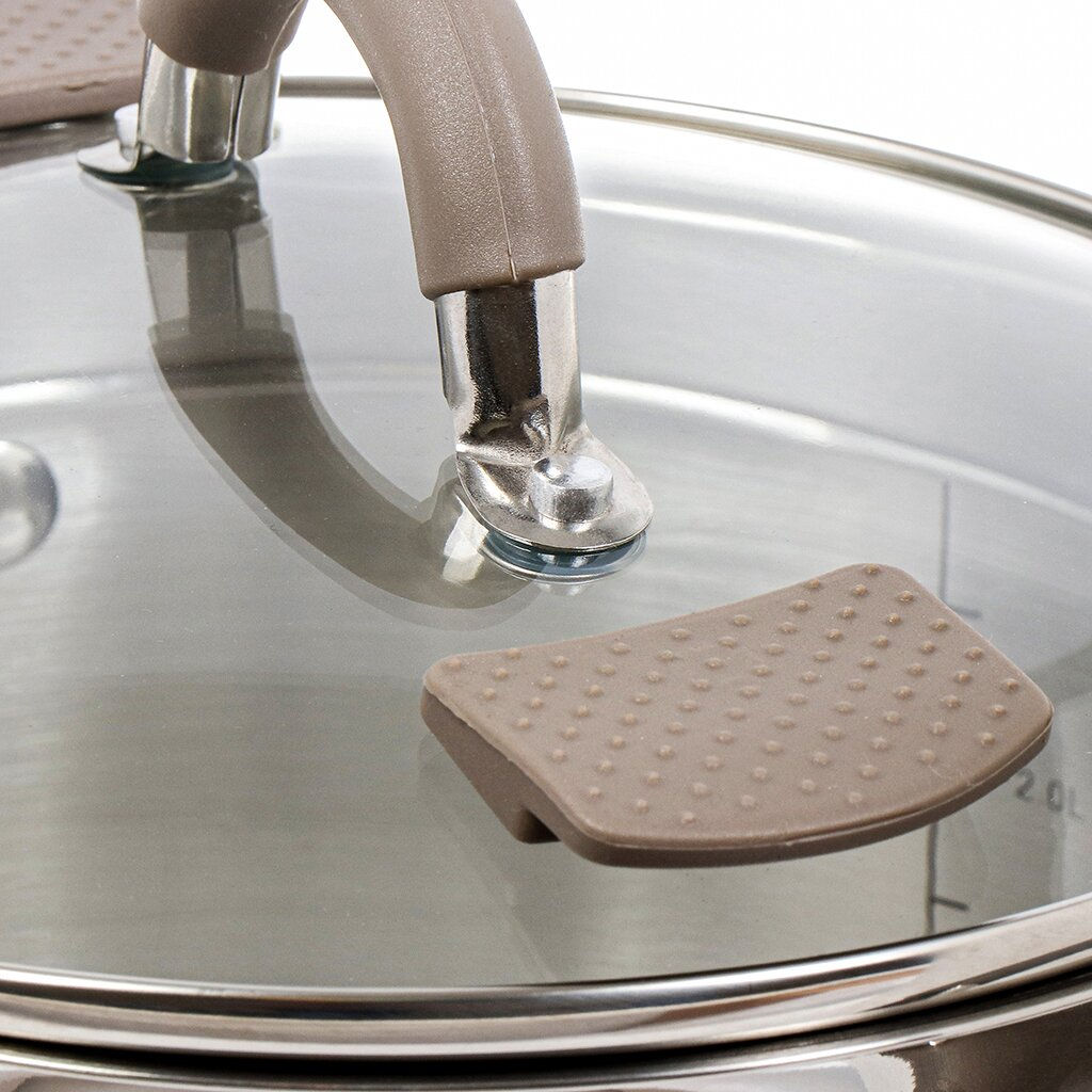 Кастрюля нержавеющая сталь, 3.9 л, с крышкой, крышка стекло, Daniks, Нара, GS-01413HY-20CA-2, серебр  фото 11