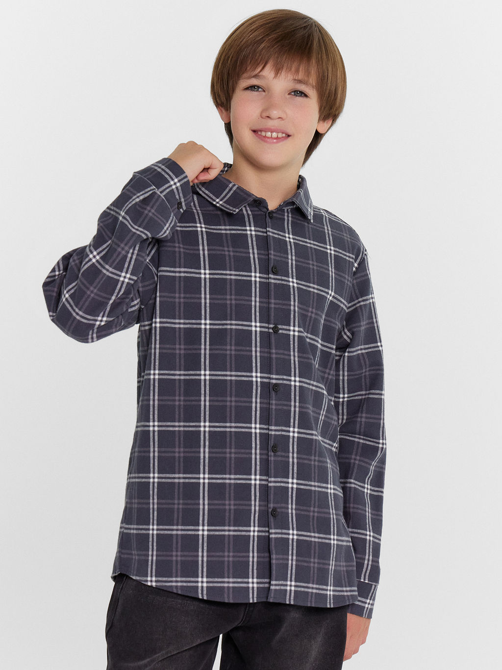 Рубашка для мальчиков в бело-серую клетку - Mark formelle фото 2
