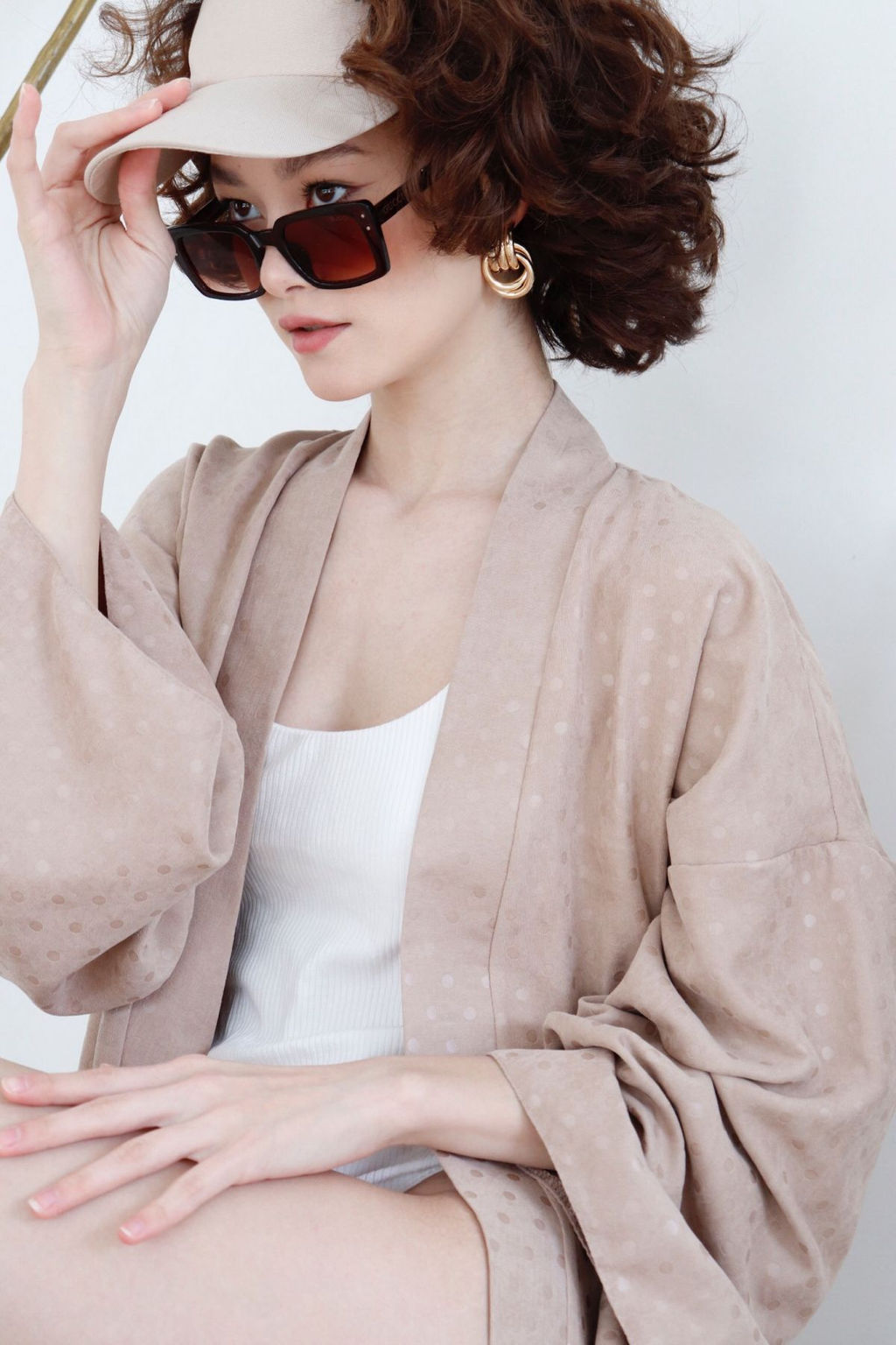 Кимоно длинное бежевое в горох - Martichelli фото 24