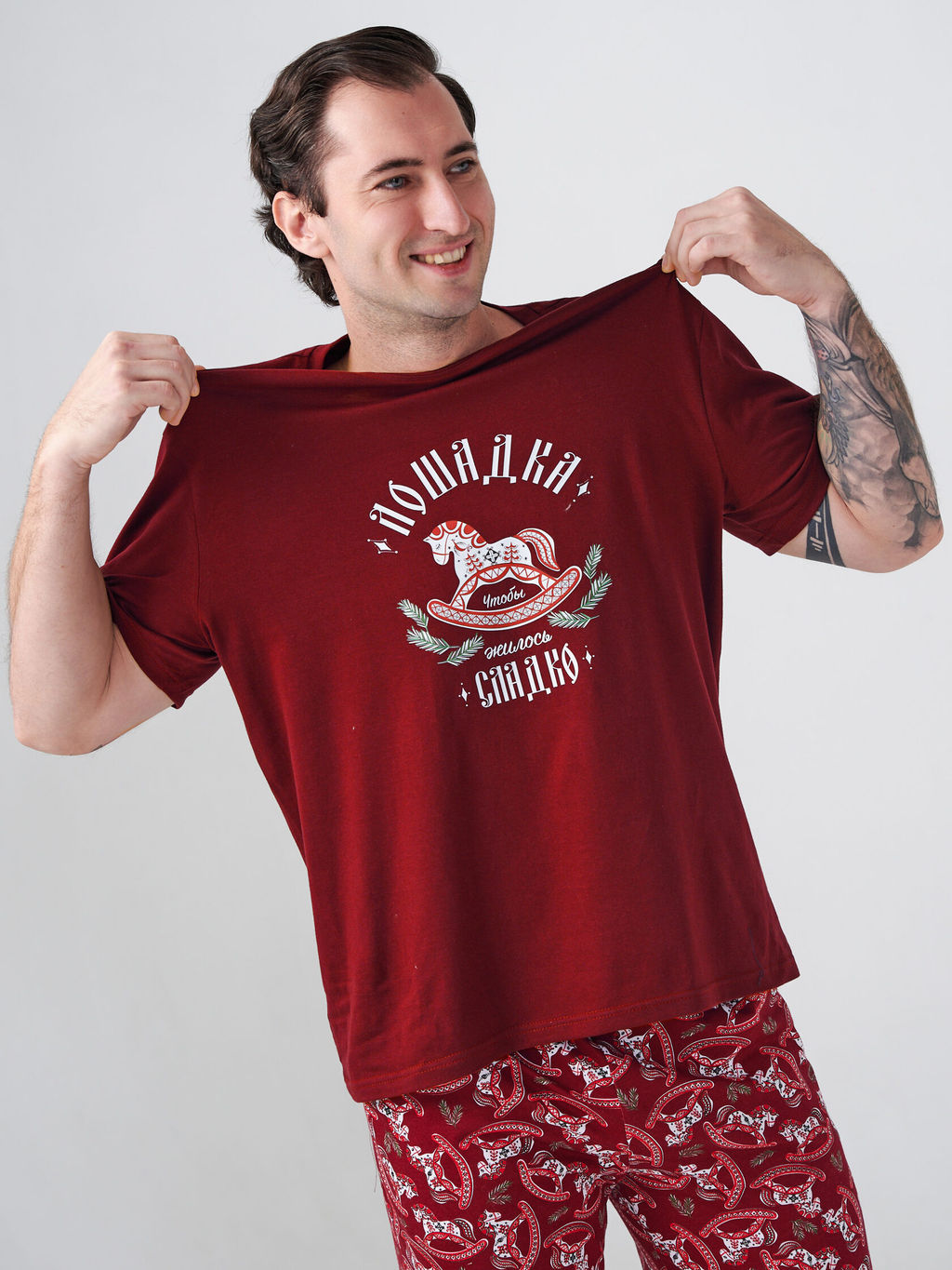 Пижама 100% хлопок мужская Лошадка - Оптима фото 6