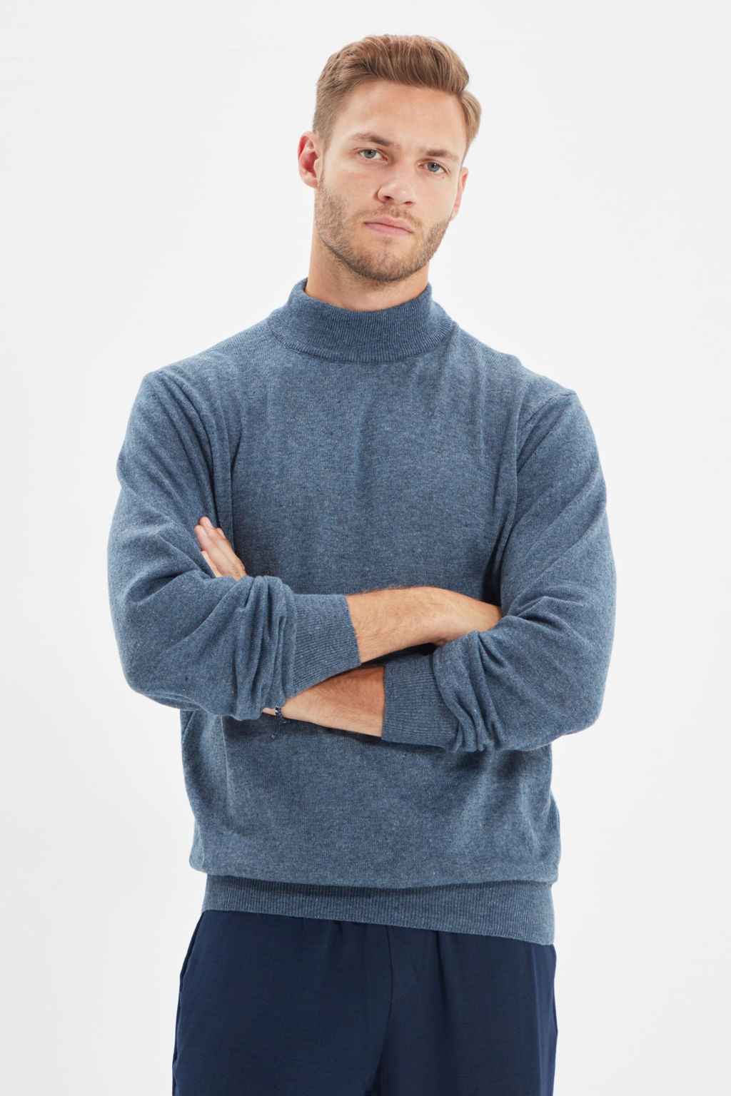 TRENDYOL MAN Bej Slim Fit Yunlu Yar?m Bal?kc? Yaka Basic Triko Kazak TMNAW21KZ1595 - Trendyolmilla фото 17