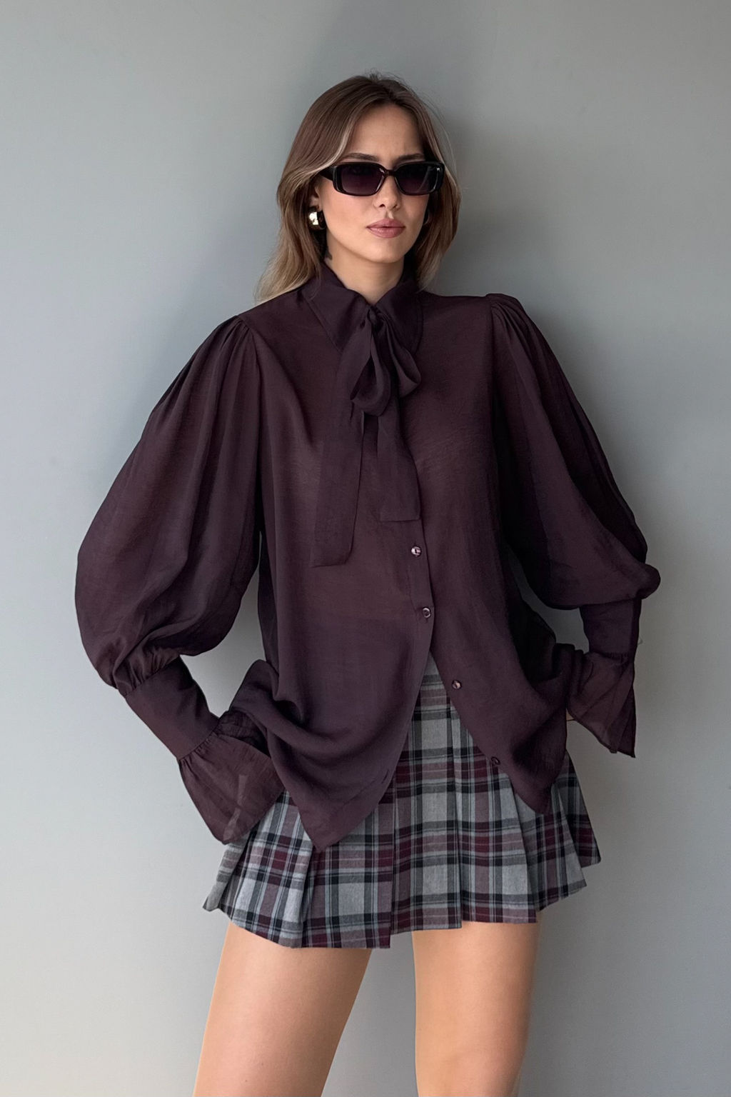 Bordo Baglama Detayl? Hafif Transparan Yumusak Hisli Boho Gomlek TWOAW26GO00111 - Trendyolmilla фото 2