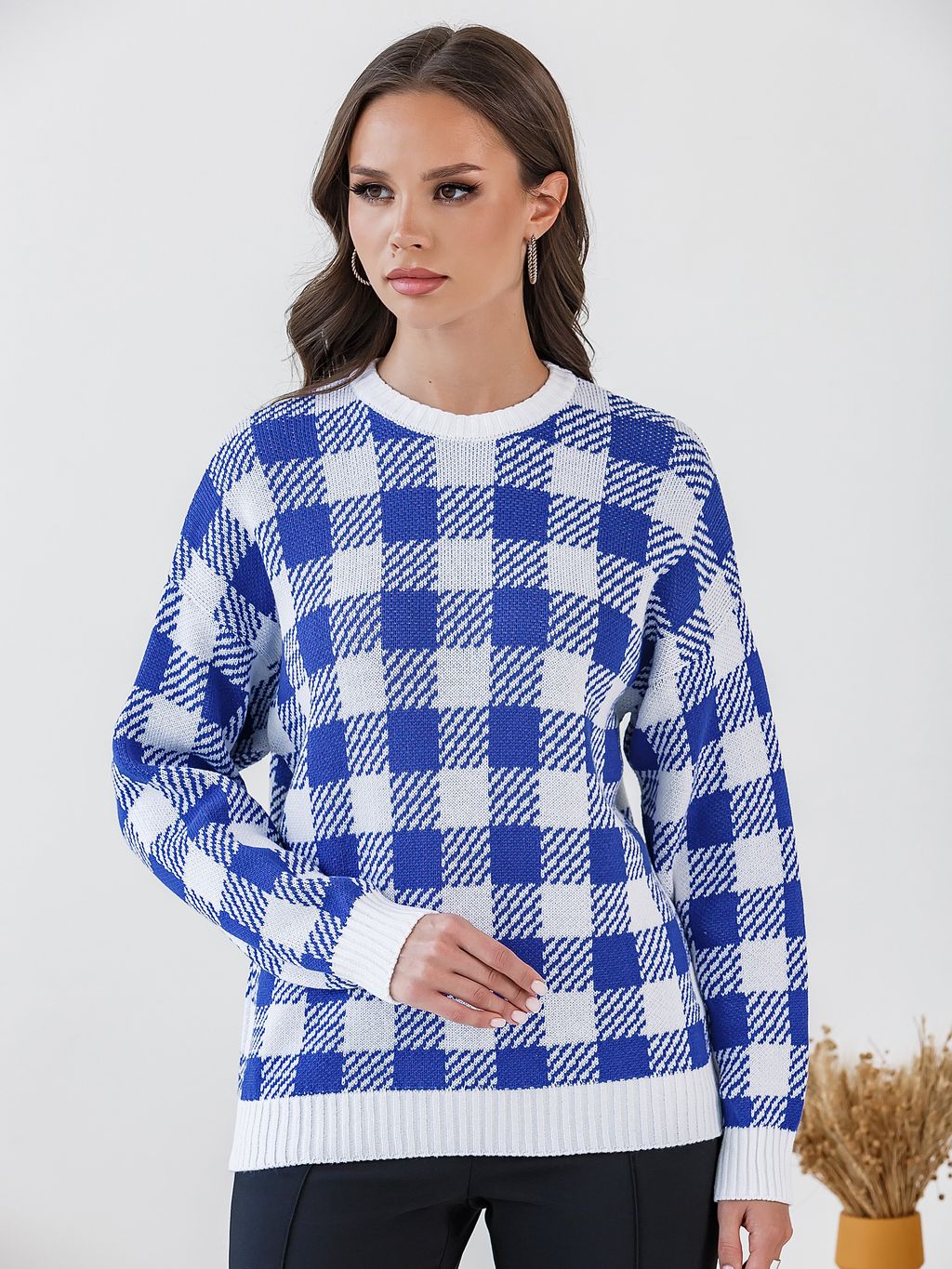 Джемпер вязаный в клетку - Stilla фото 9