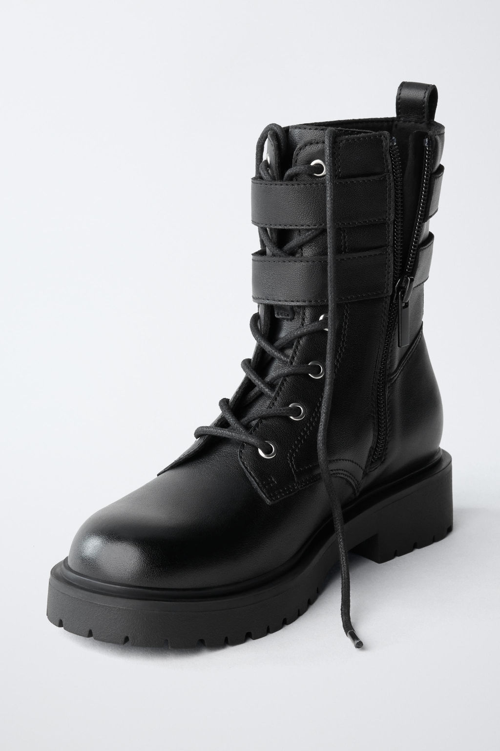 BOTA DOBLE HEBILLA PIEL / Negro - Zara фото 3