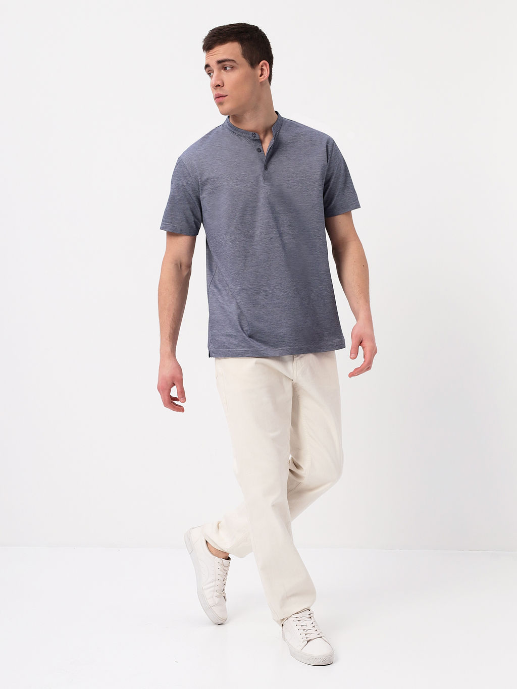 Джемпер мужской с воротником поло короткий рукав GREG G154-PM4-LT1636 (сине-серый)  фото 6