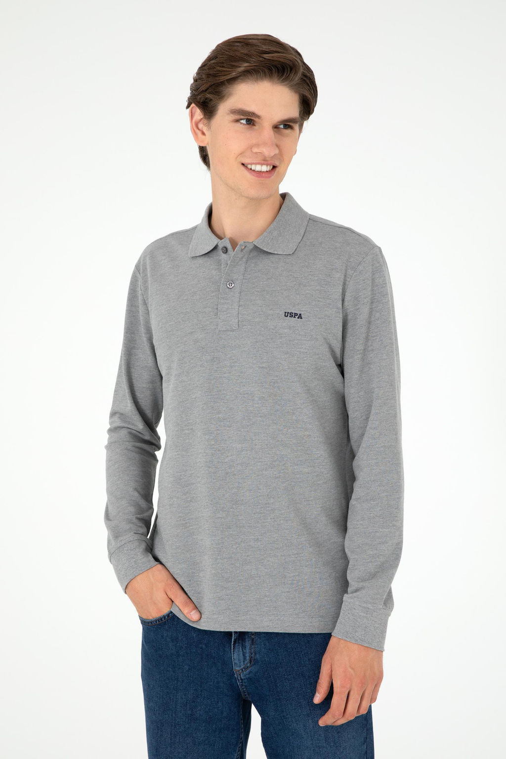 Мужской серый меланжевый базовый свитшот Неожиданная скидка в корзине - U.s. polo assn фото 3