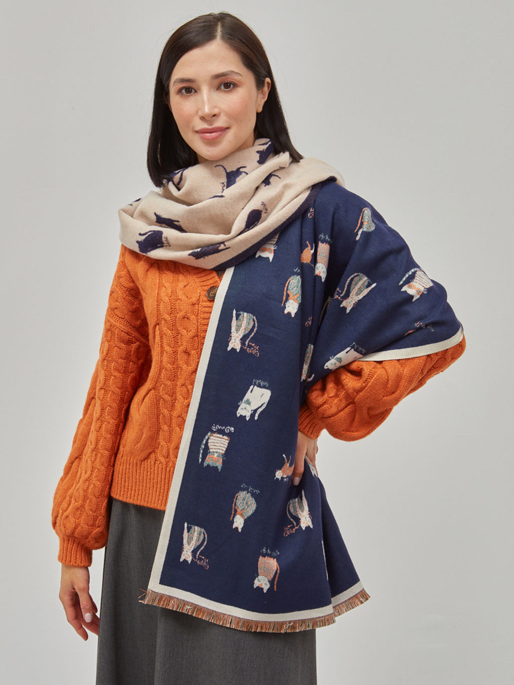 В составе шерсть ! теплый двусторонний палантин - Tantino фото 3