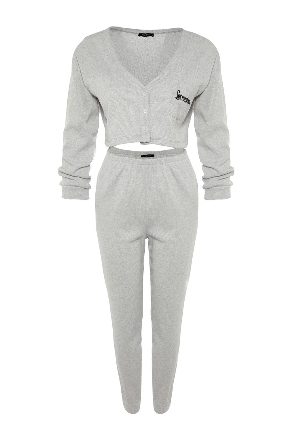 Trendyolmilla Pembe Fitilli Pamuklu Nak?sl? Orme Pijama Tak?m? THMAW22PT0511 фото 6