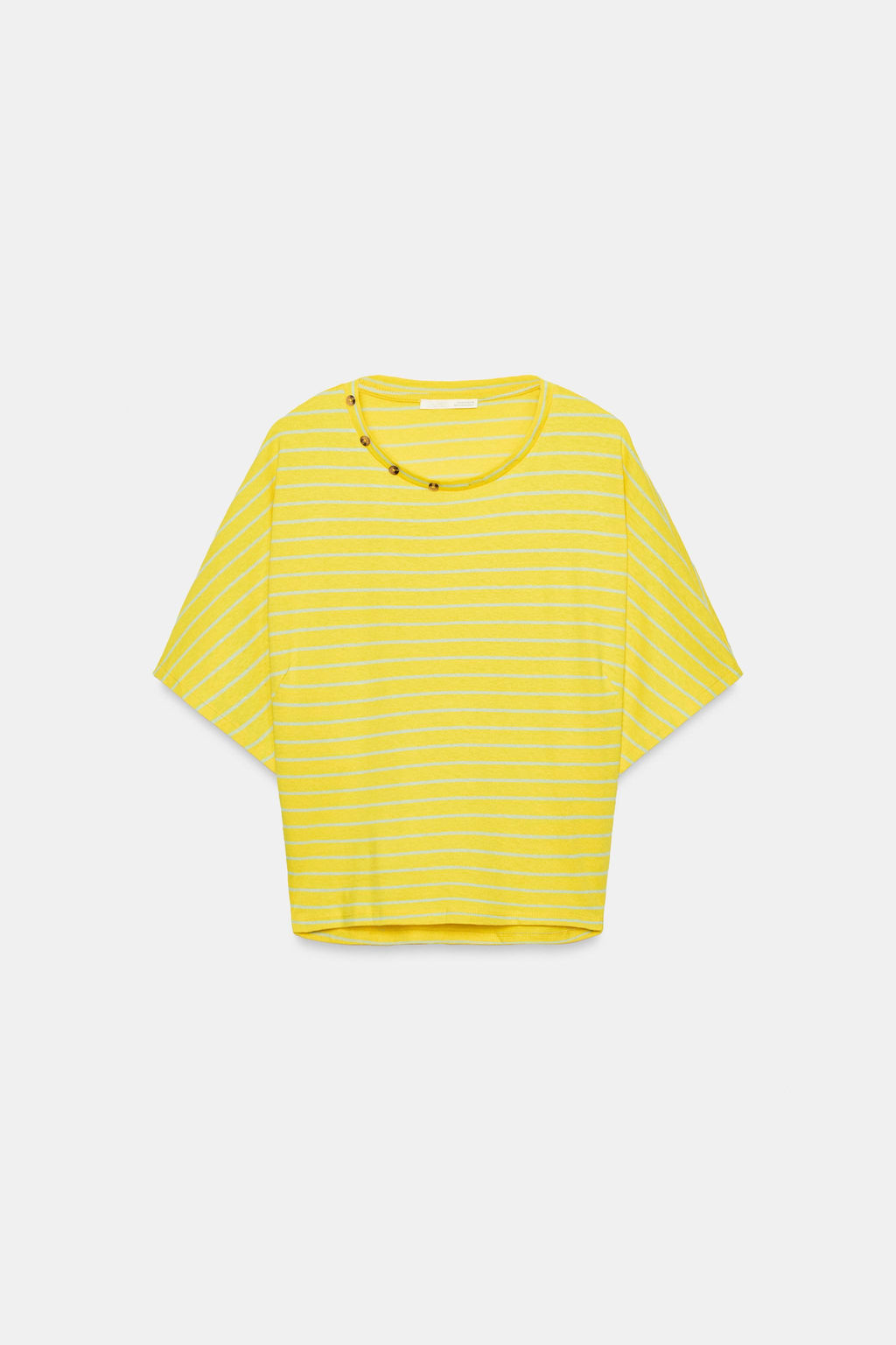 CAMISETA RAYAS ALGOD?N Y LINO / Amarillo - Zara фото 5