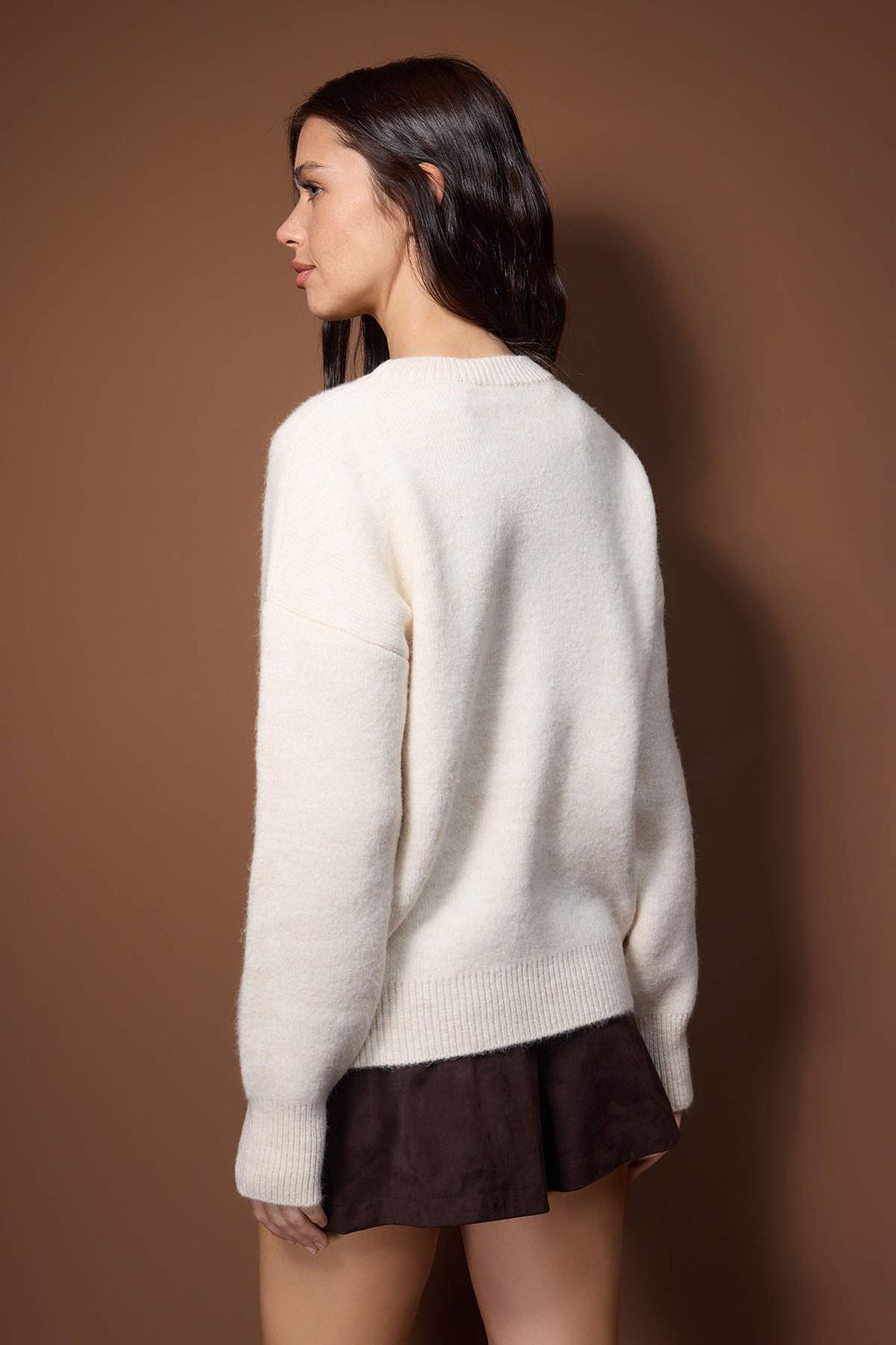 Wardrobe Essentials Kemik Yunlu Premium Iplik Basic Genis Kal?p Triko Kazak | TWOAW26KZ00065