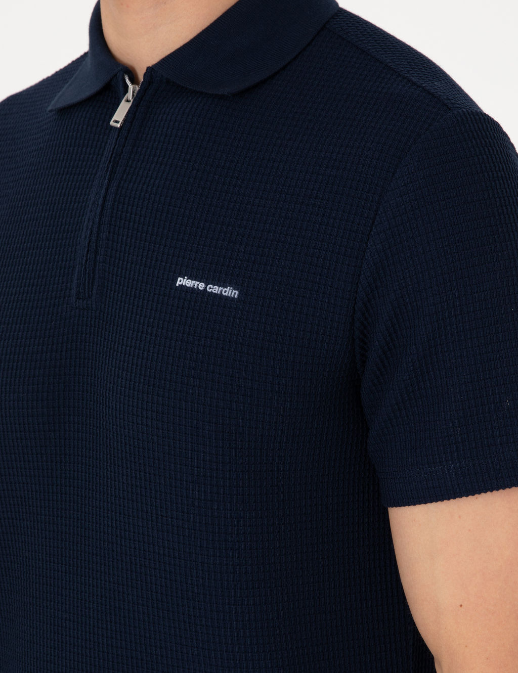 Lacivert Slim Fit _rme Dokulu Polo Yaka Ti__rt