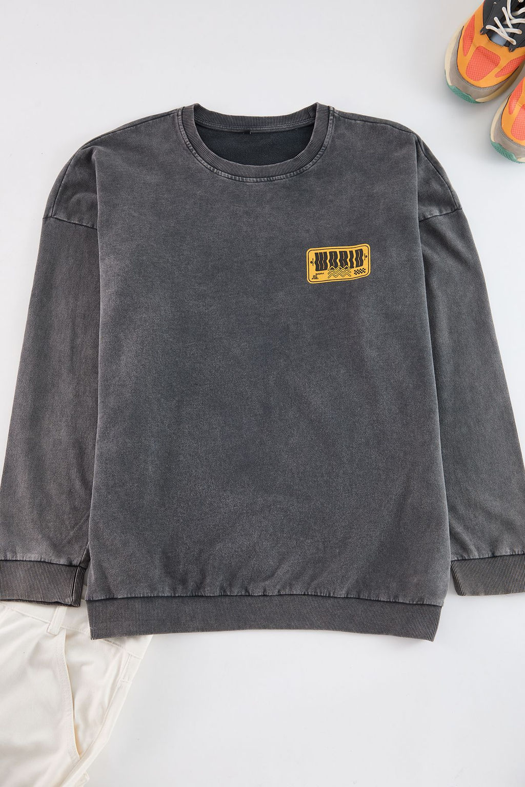 TRENDYOL MAN Antrasit %100 Pamuk Buyuk Beden Oversize Y?kama Efektli S?rt Bask?l? Sweatshirt TMNAW25AO00018 - Trendyolmilla фото 7