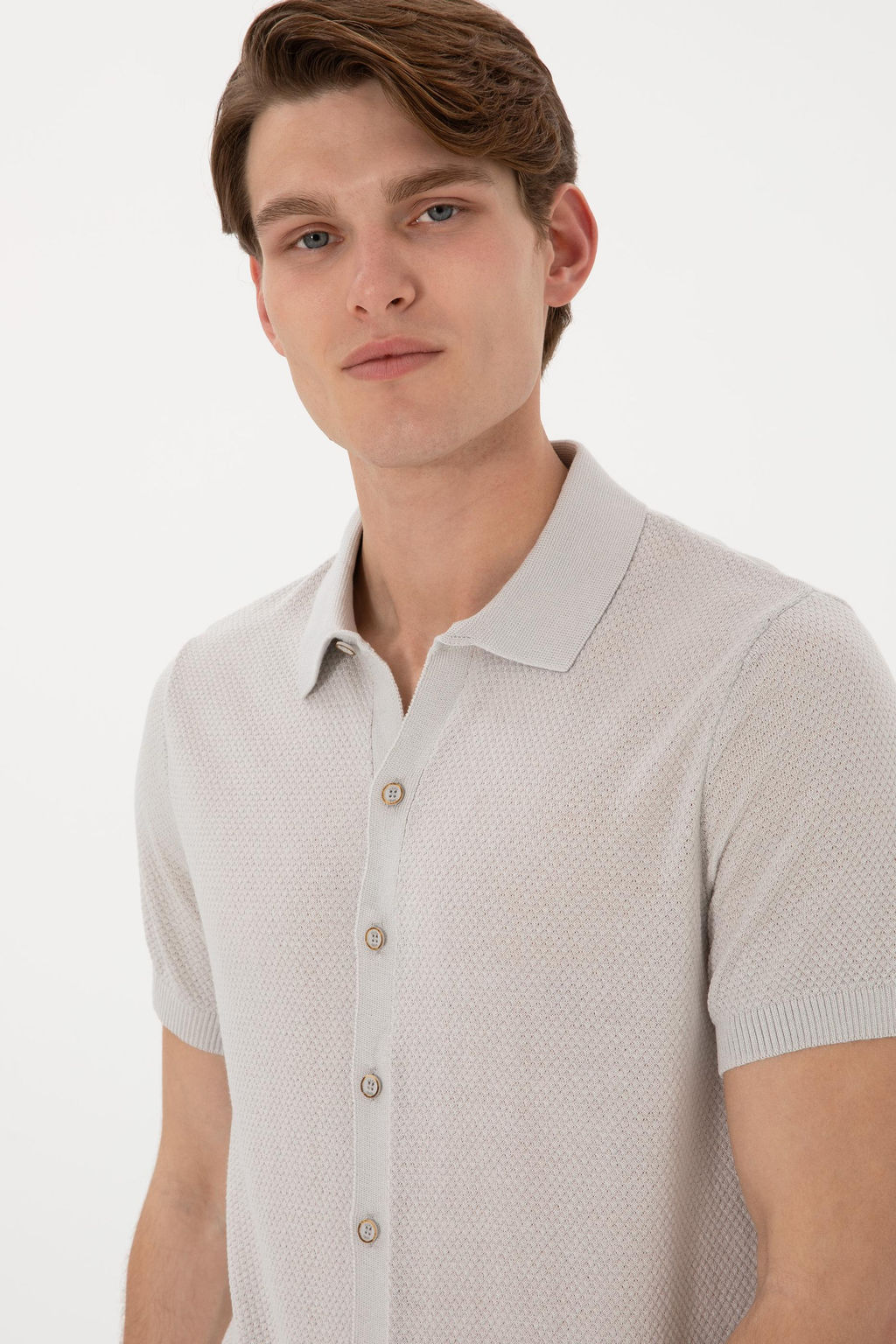 Erkek Regular Fit A__k Gri D__meli Triko Ti__rt Sepette S_rpriz _ndirim - U.s. polo assn фото 2