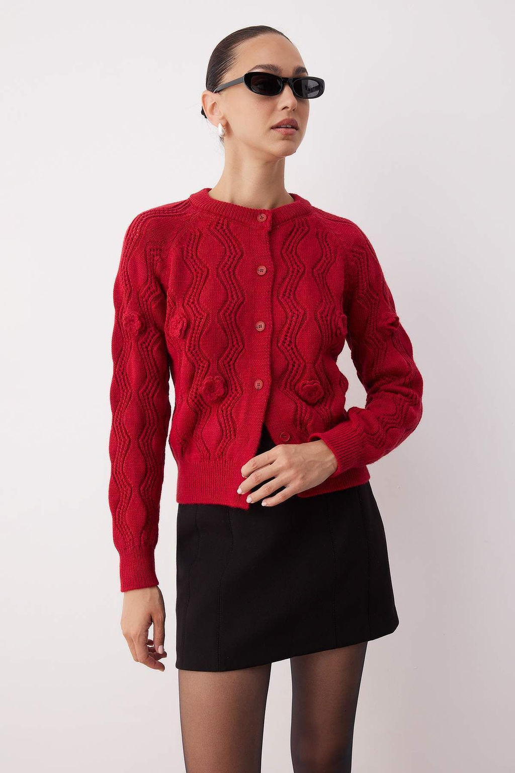 K?rm?z? Ajurlu Gul Detayl? Yumusak Dokulu Triko H?rka TWOAW26HI00071 - Trendyolmilla фото 2