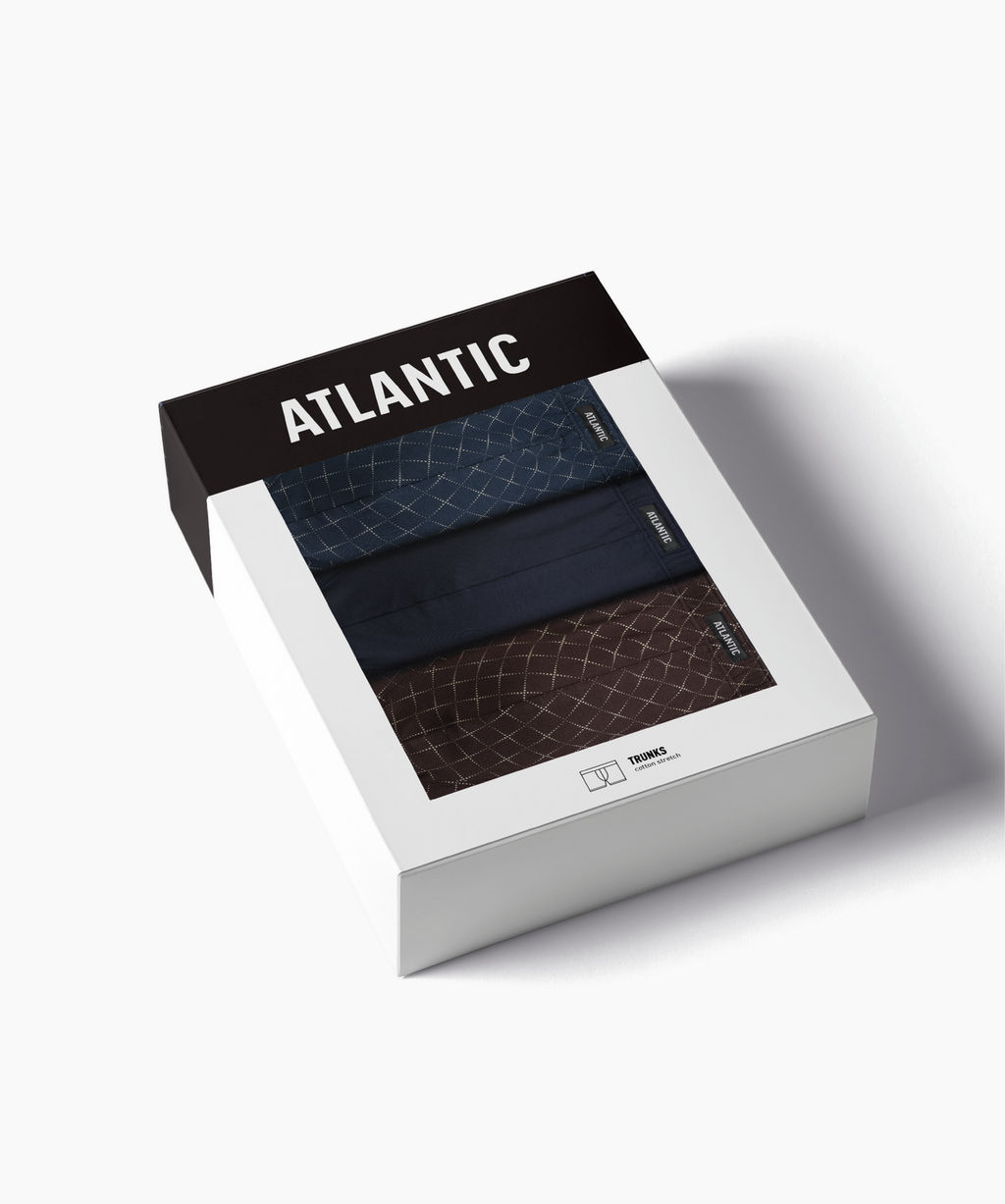 ATLANTIC 3MH-216 Трусы шорты Check - набор 3 шт. океан + темно-синий + коричневый  фото 7