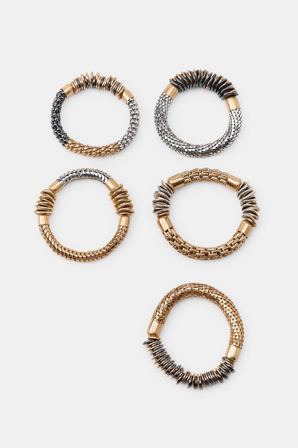 PACK 5 PULSERAS EL?STICAS COMBINADAS / Oro / Plata - Zara фото 4