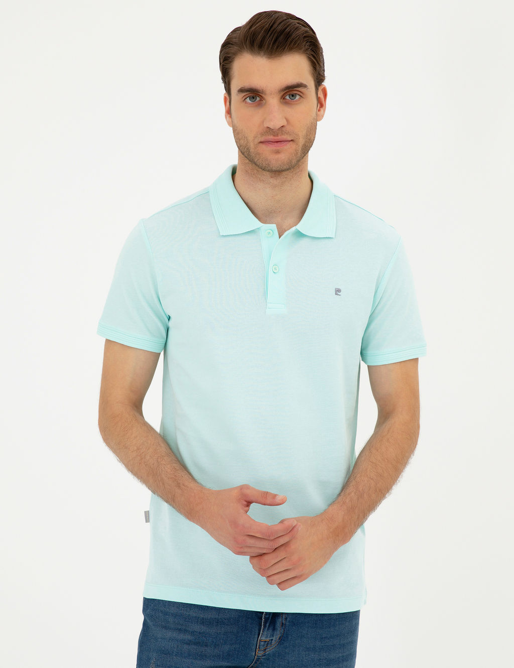 Su Ye_ili Slim Fit %100 Pamuk Polo Yaka Basic Ti__rt