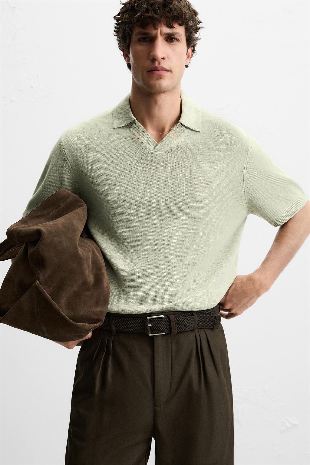 TEXTURED KNIT POLO SHIRT - Zara фото 11