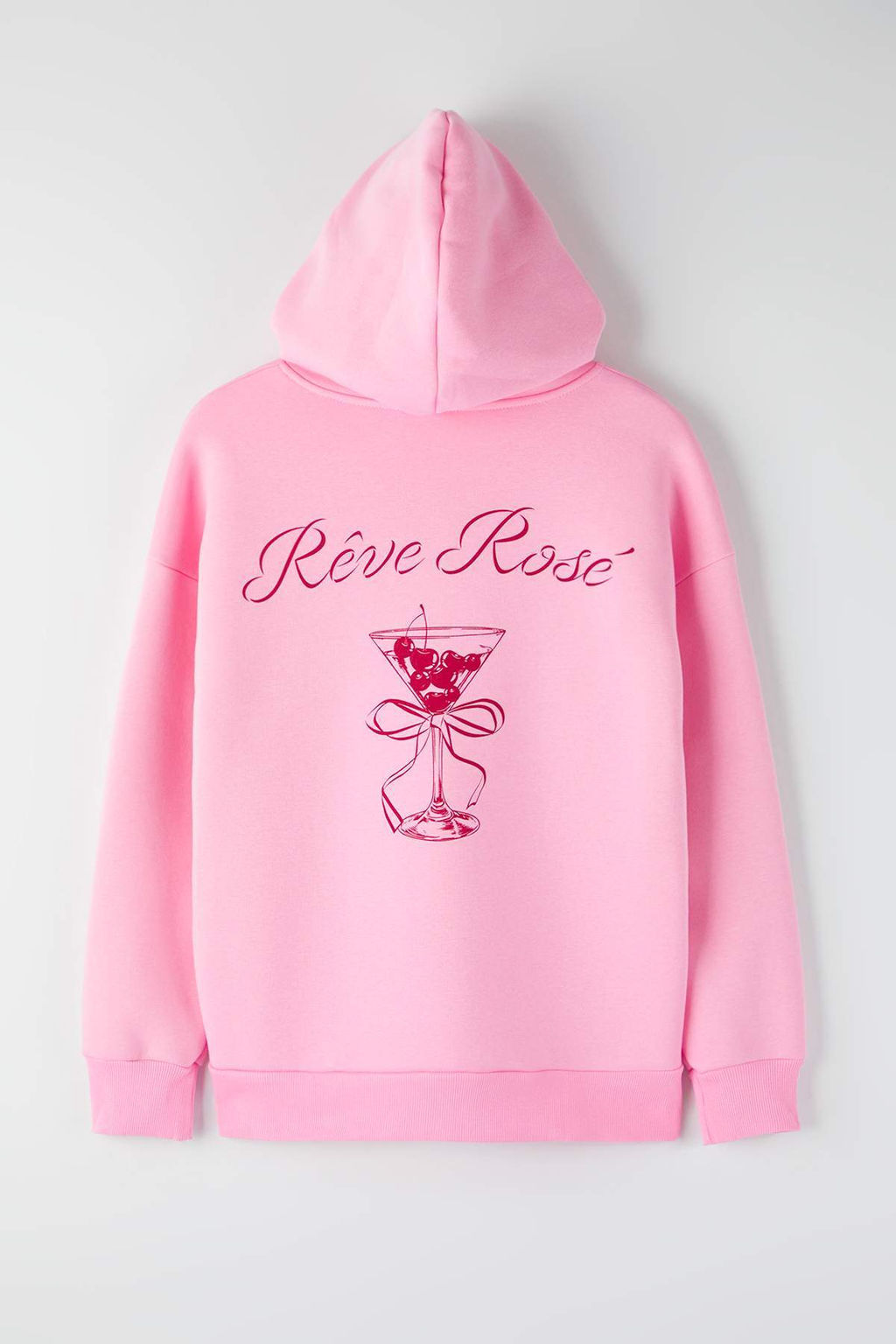 Ac?k Pembe S?rt ve On Bask?l? Kapusonlu Oversize/Genis Kal?p Orme Sweatshirt TWOAW26SW00042 - Trendyolmilla фото 8