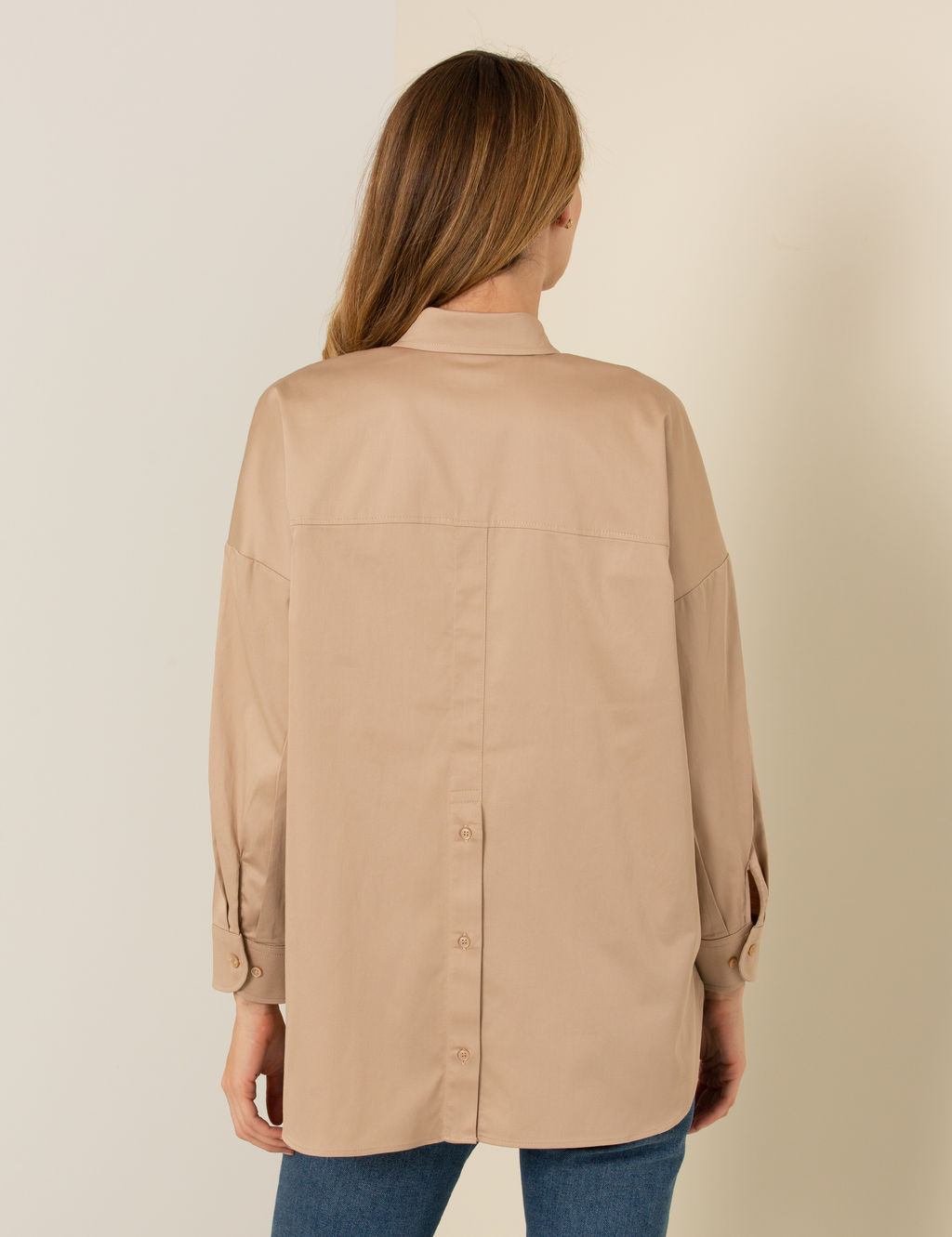 Bej Oversize Uzun Kollu G_mlek