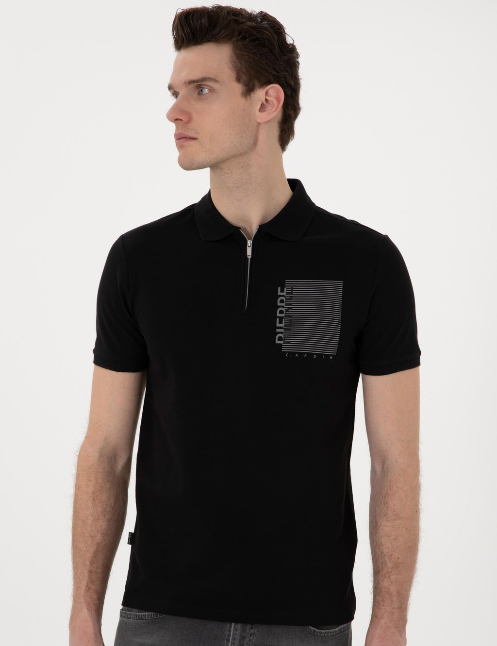 Siyah Slim Fit Polo Yaka Ti__rt