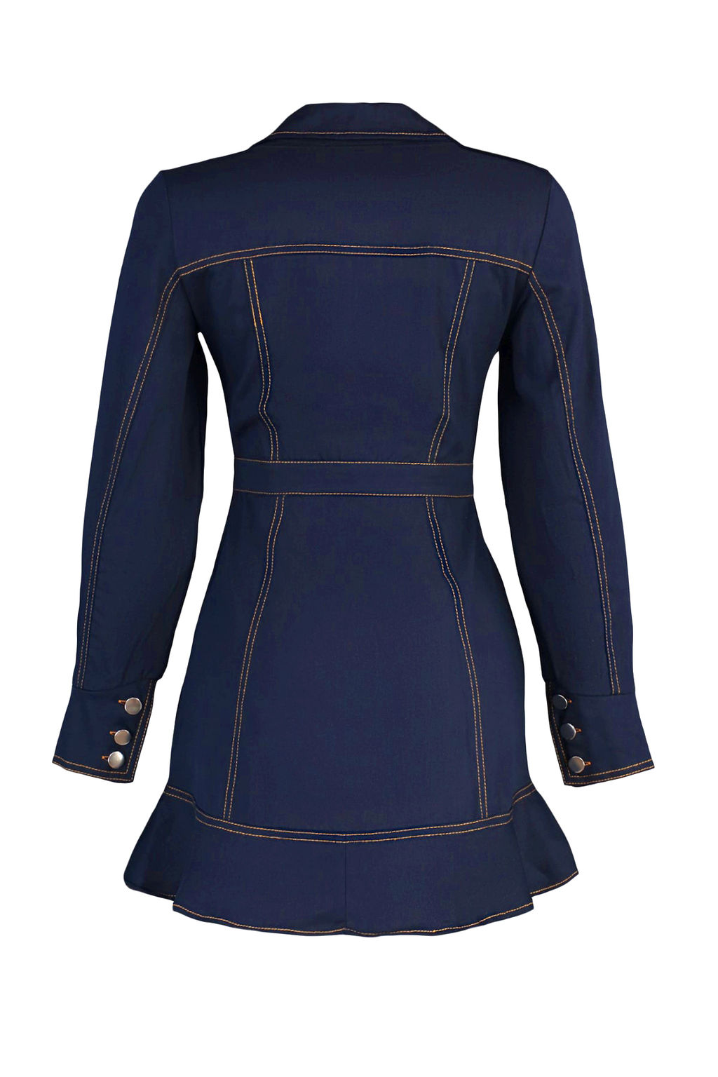 Lacivert Dugme Detayl? Mini Dokuma Gomlek Elbise TWOAW23EL01424