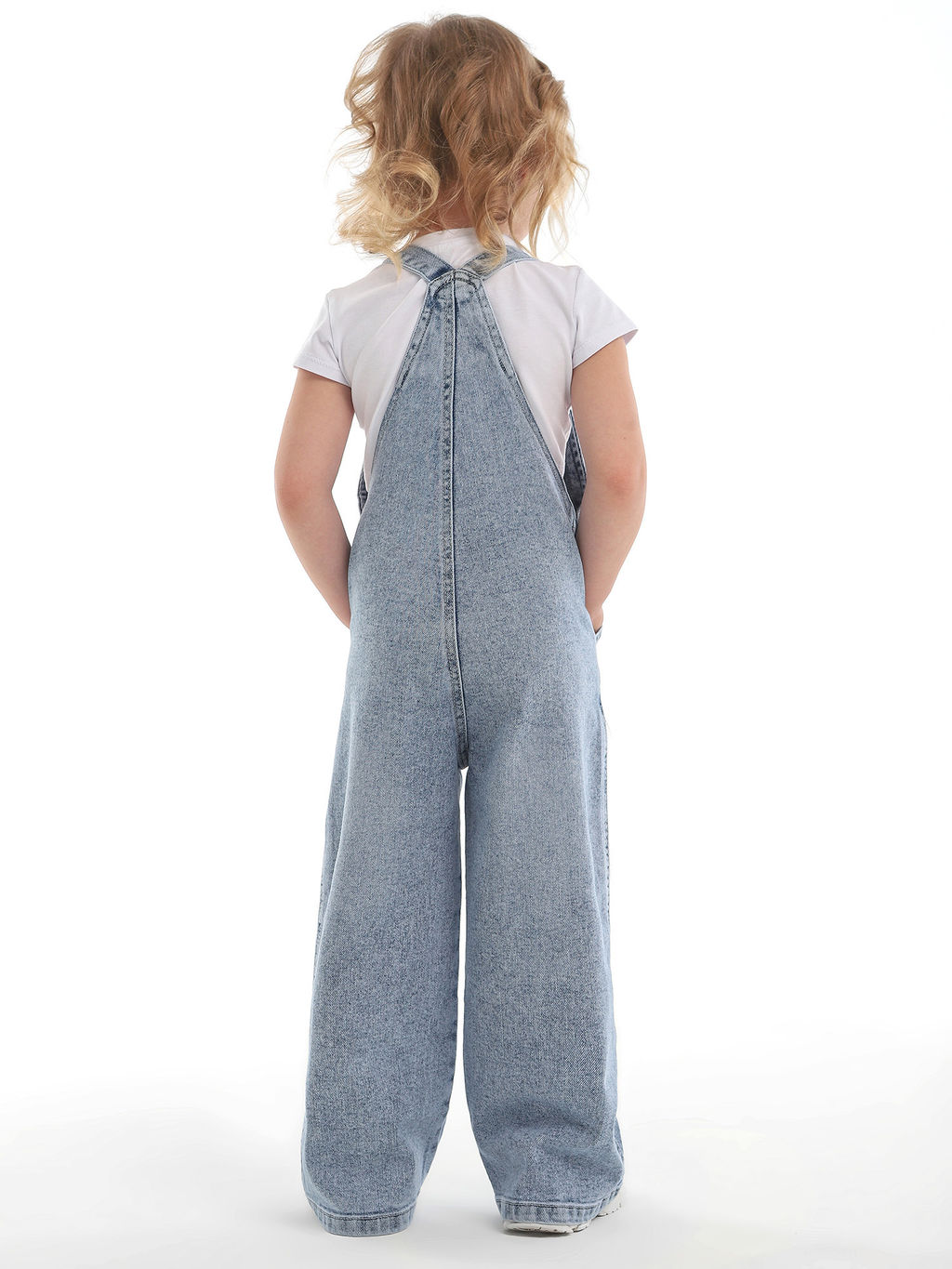 Полукомбинезон джинсовый для девочек - Синий мир фото 8