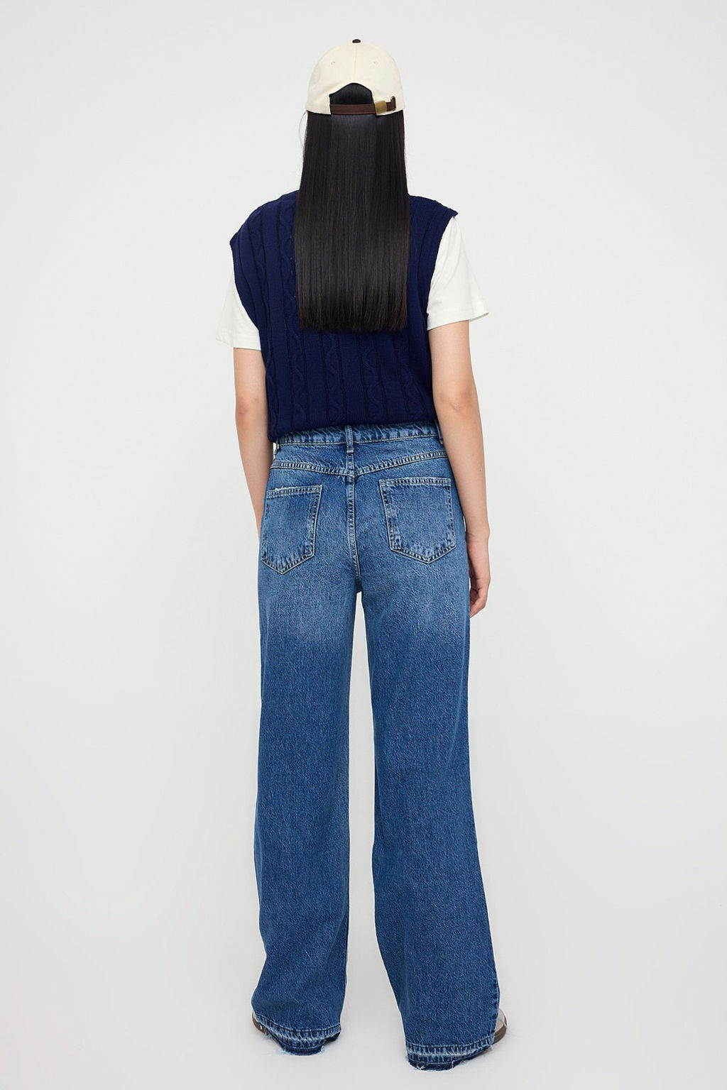 Teen Mavi Yuksek Bel Paca Detayl? Wide Leg Palazzo Jeans TWOAW26JE00100 - Trendyolmilla фото 4