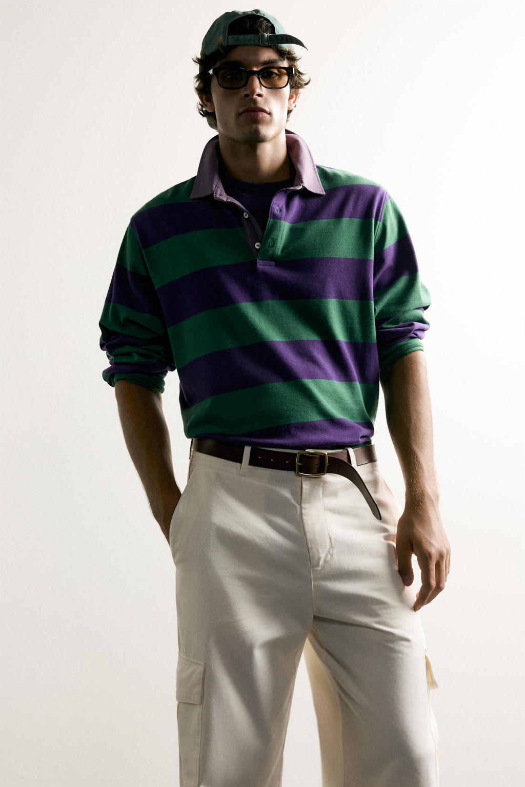 POLO REGULAR FIT RAYAS CUELLO CONTRASTE / Morado - Zara фото 5