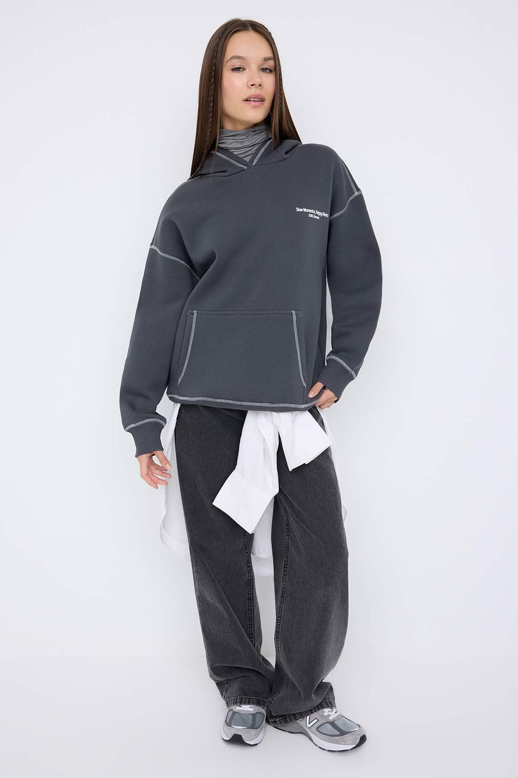 Teen Antrasit Orme Sweatshirt TWOAW26SW00173 - Trendyolmilla фото 5