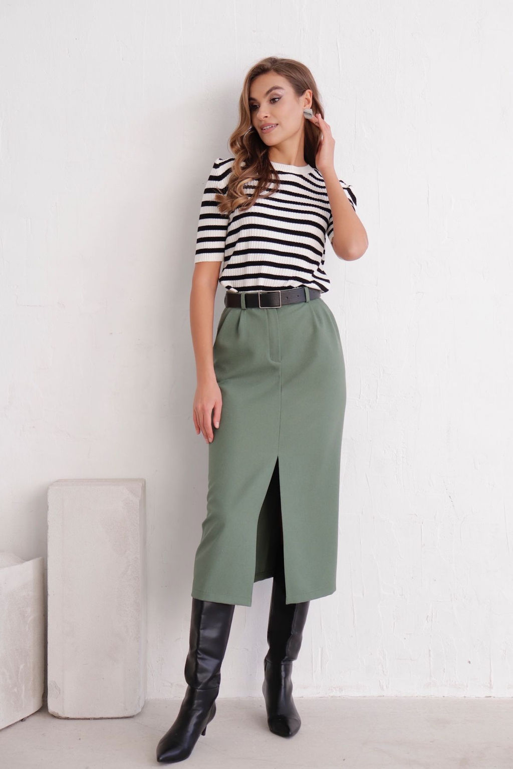 11721 Юбка миди-макси в приглушённом зелёном - Martichelli фото 5