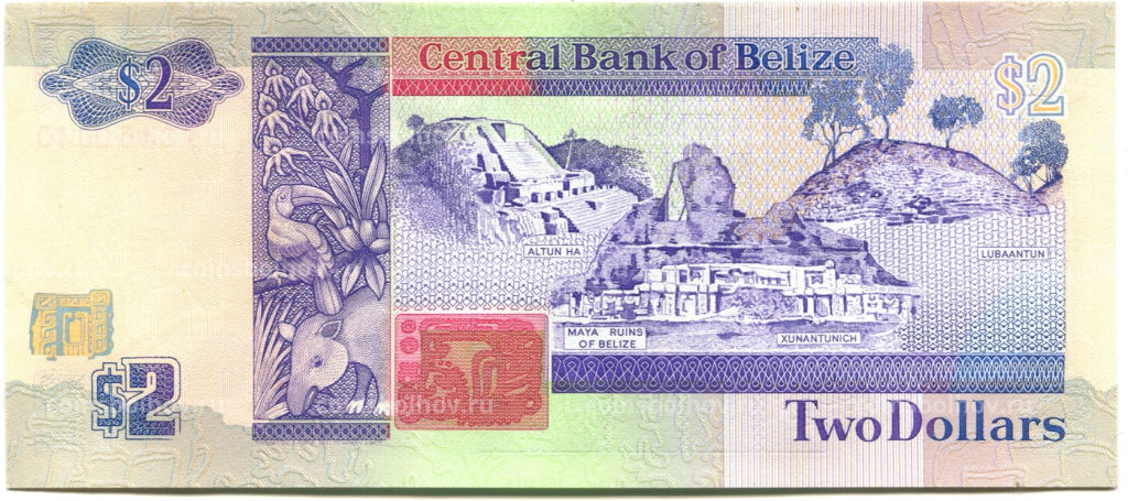 Банкнота 2 доллара 1991 года Белиз