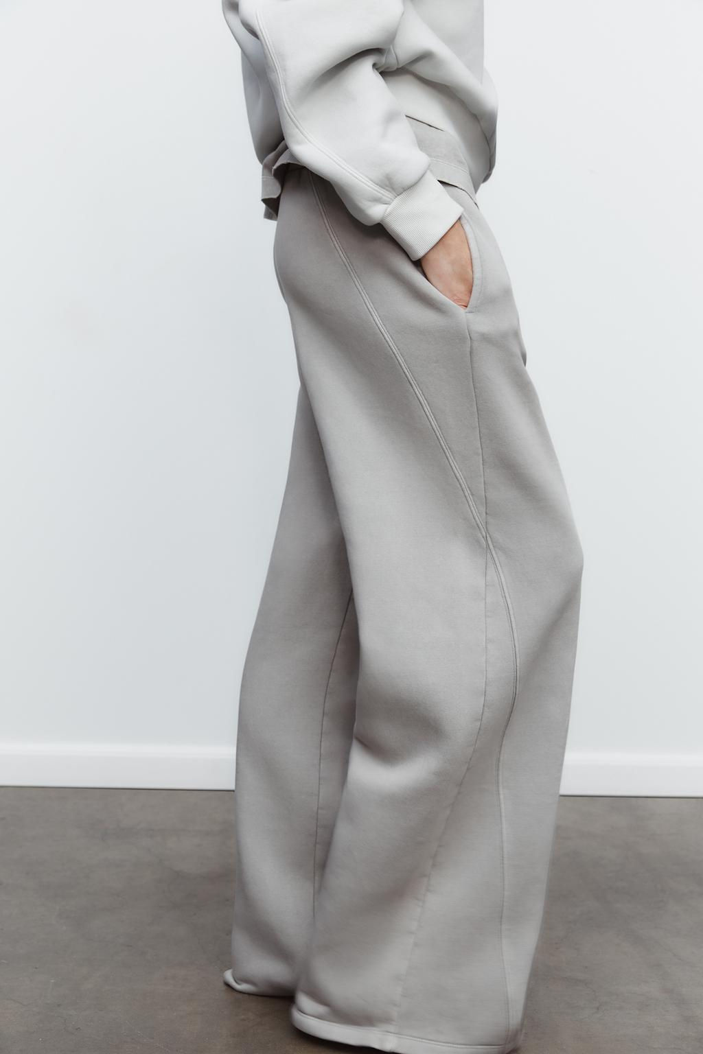 WASHED EFFECT PLUSH TROUSERS WITH TEXT - Zara фото 4