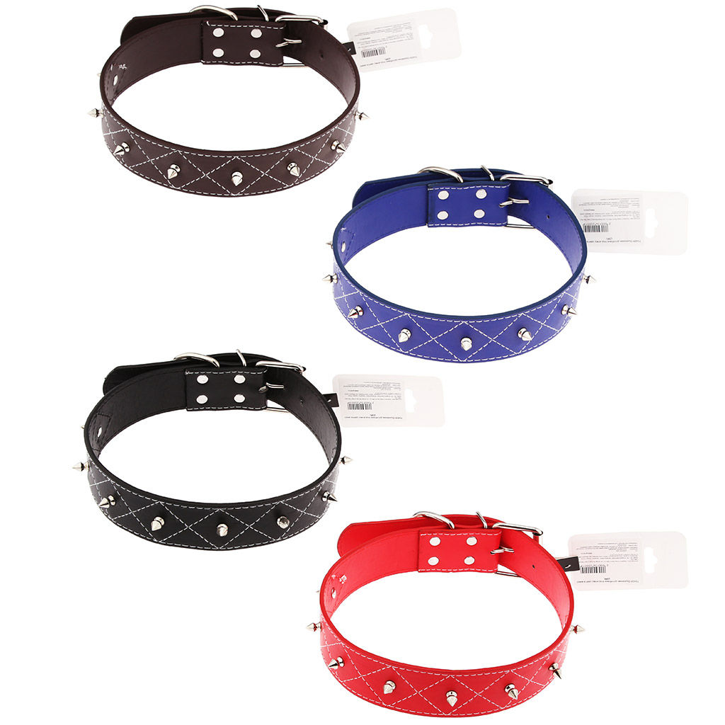 Пэт тойс (Pet toys) Ошейник для собаки Шипы 3,9х66см, металлическая застежка, под кожу, металл декор, на картоне, цвета в ассортименте: красный, синий, черный, темно-коричневый (Китай)  фото 3